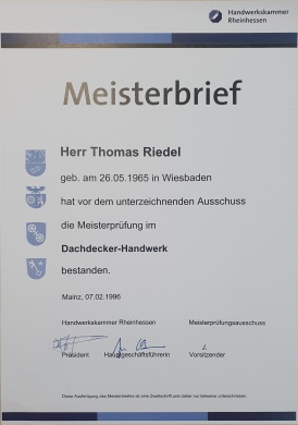 Thomas Riedel - Meister des Dachdeckerhandwerkes